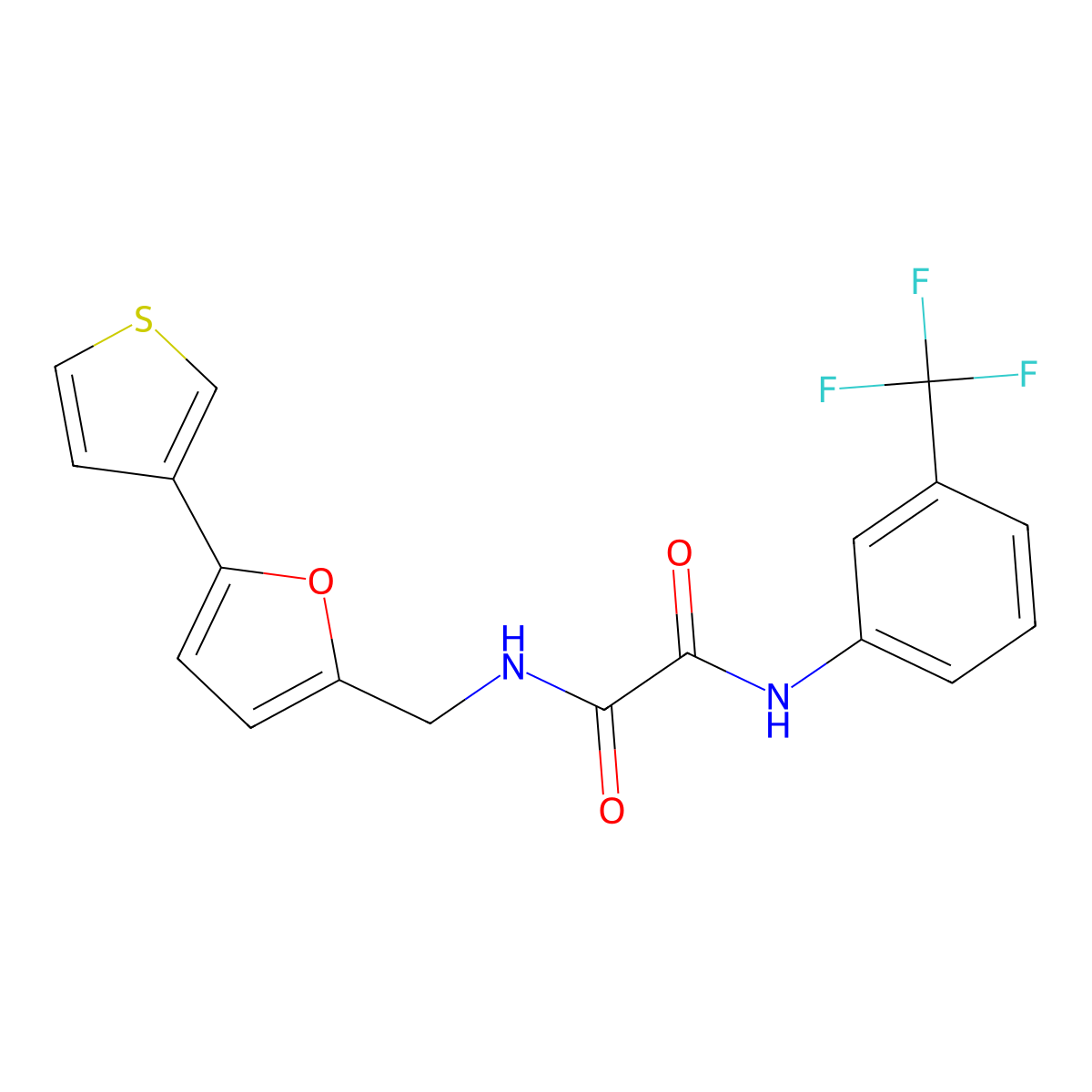 N1-((5-(thiophen-3-yl)furan-2-yl)methyl)-N2-(3-(trifluoromethyl)phenyl)oxalamide molecular structure, CAS 2034254-56-1