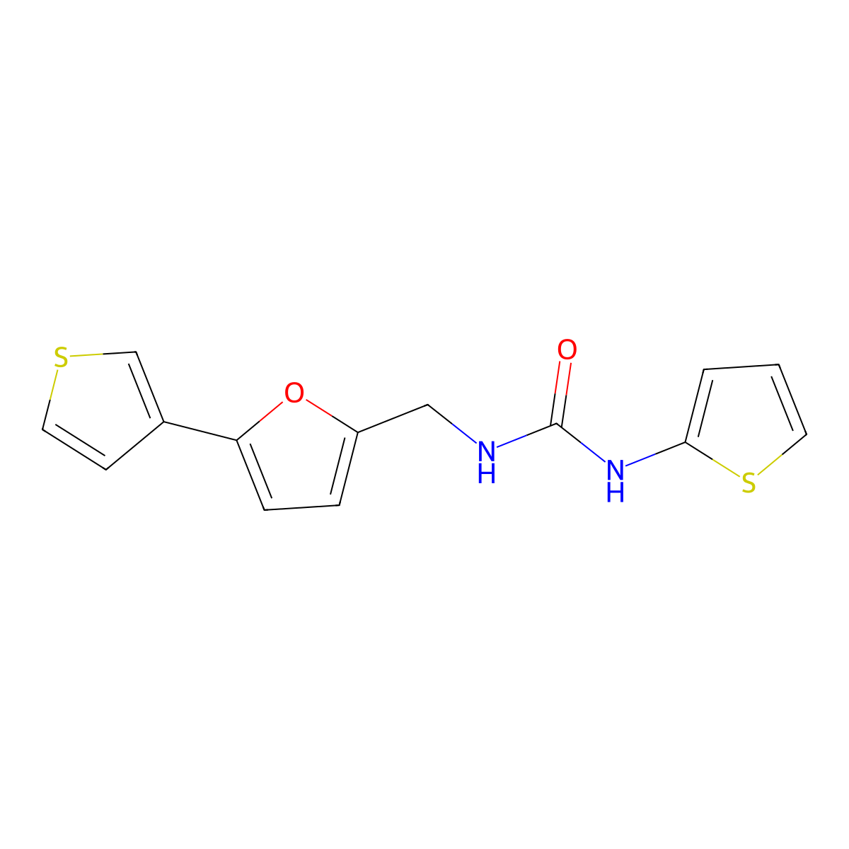 1-(Thiophen-2-yl)-3-{[5-(thiophen-3-yl)furan-2-yl]methyl}urea molecular structure, CAS 2034254-58-3