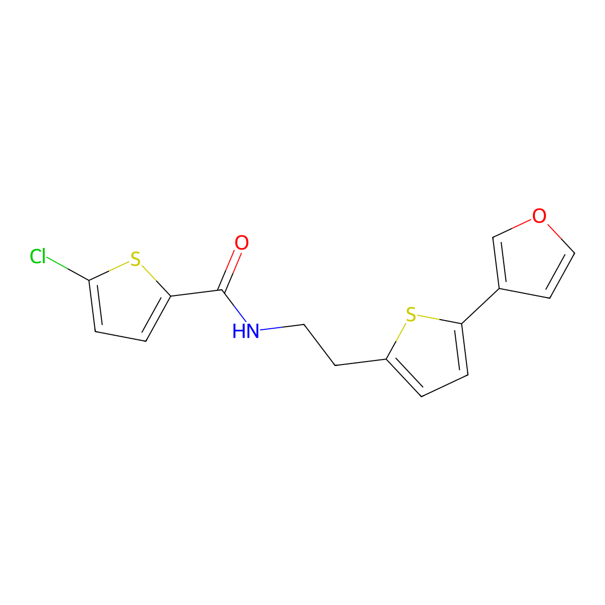 5-chloro-N-(2-(5-(furan-3-yl)thiophen-2-yl)ethyl)thiophene-2-carboxamide molecular structure, CAS 2034254-62-9