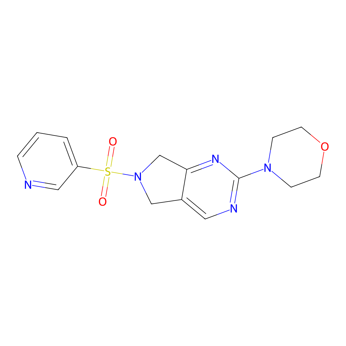 4-(6-(pyridin-3-ylsulfonyl)-6,7-dihydro-5H-pyrrolo[3,4-d]pyrimidin-2-yl)morpholine molecular structure, CAS 2034254-71-0