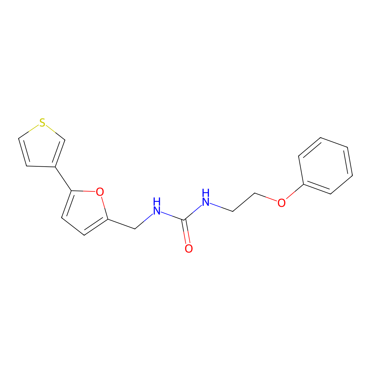 1-(2-Phenoxyethyl)-3-((5-(thiophen-3-yl)furan-2-yl)methyl)urea molecular structure, CAS 2034254-72-1