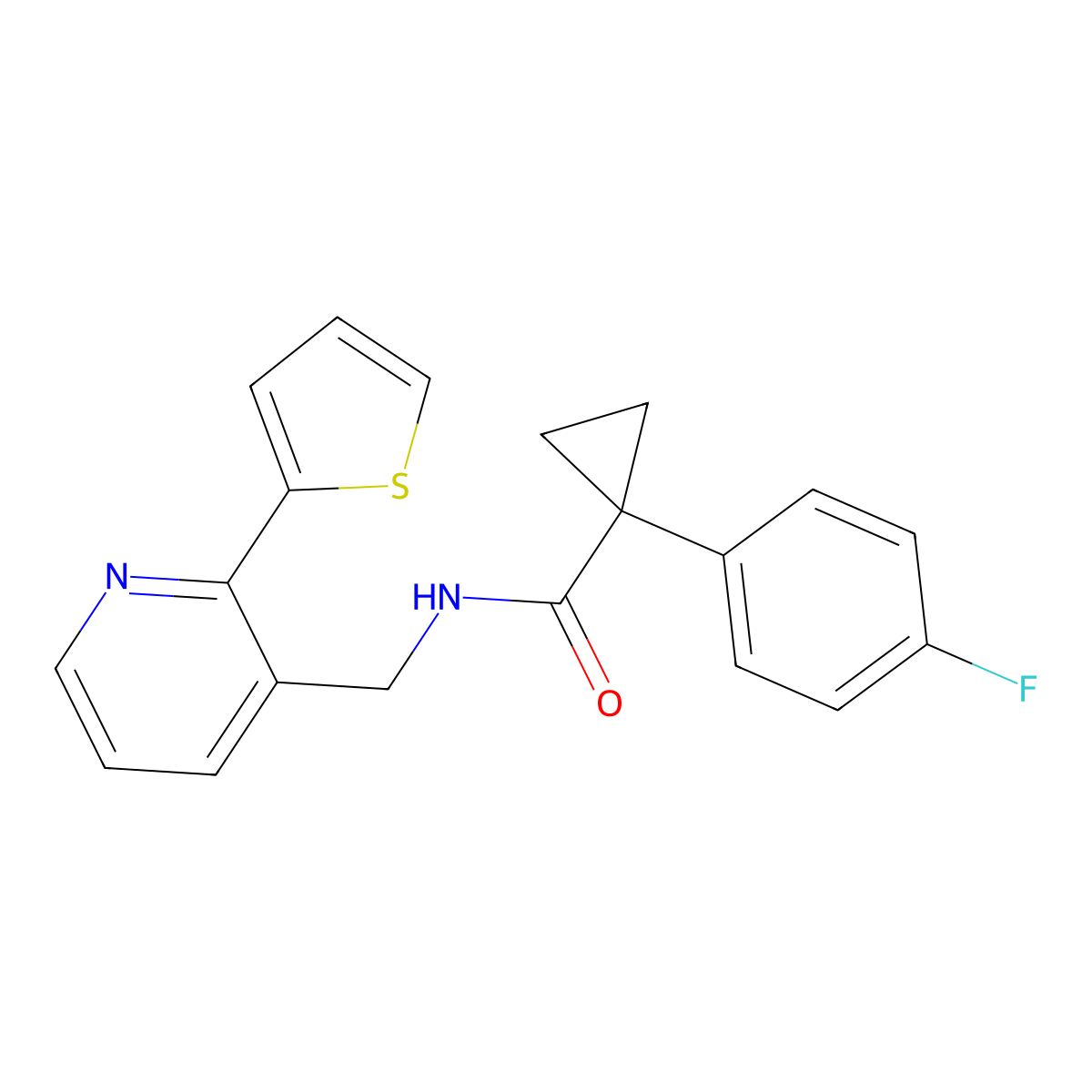 1-(4-fluorophenyl)-N-((2-(thiophen-2-yl)pyridin-3-yl)methyl)cyclopropanecarboxamide molecular structure, CAS 2034254-76-5
