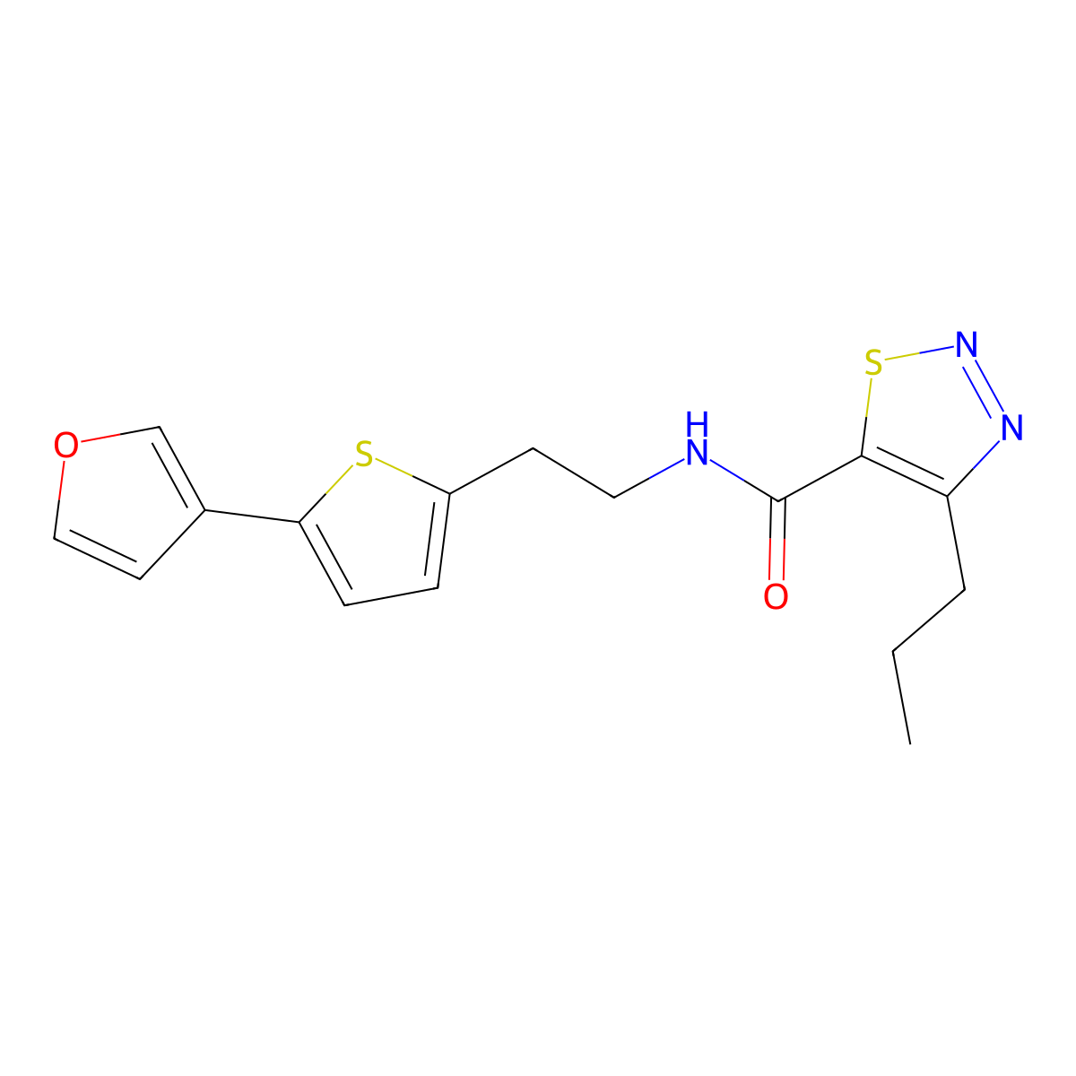 N-(2-(5-(furan-3-yl)thiophen-2-yl)ethyl)-4-propyl-1,2,3-thiadiazole-5-carboxamide molecular structure, CAS 2034254-77-6