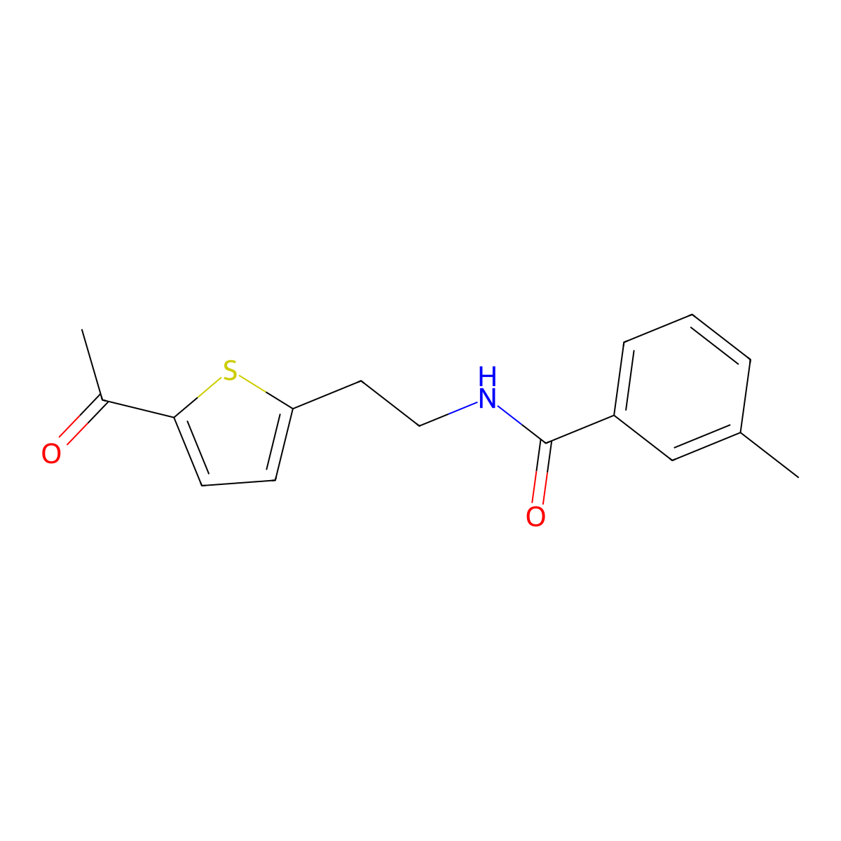 N-(2-(5-acetylthiophen-2-yl)ethyl)-3-methylbenzamide molecular structure, CAS 2034254-78-7