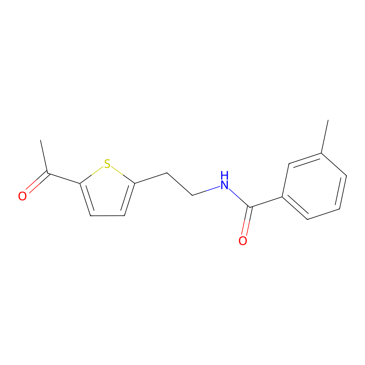 N-(2-(5-acetylthiophen-2-yl)ethyl)-3-methylbenzamide molecular structure, CAS 2034254-78-7