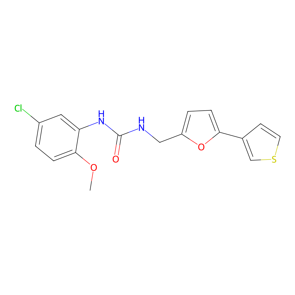 1-(5-Chloro-2-methoxyphenyl)-3-((5-(thiophen-3-yl)furan-2-yl)methyl)urea molecular structure, CAS 2034254-79-8