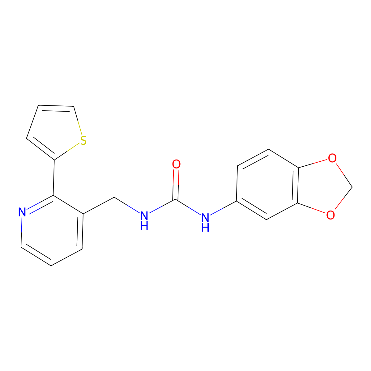 1-(Benzo[d][1,3]dioxol-5-yl)-3-((2-(thiophen-2-yl)pyridin-3-yl)methyl)urea molecular structure, CAS 2034254-81-2