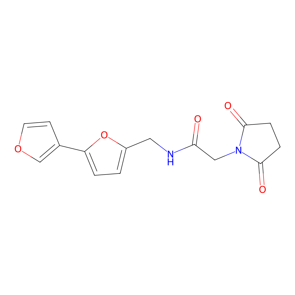 N-({[2,3'-bifuran]-5-yl}methyl)-2-(2,5-dioxopyrrolidin-1-yl)acetamide molecular structure, CAS 2034254-82-3