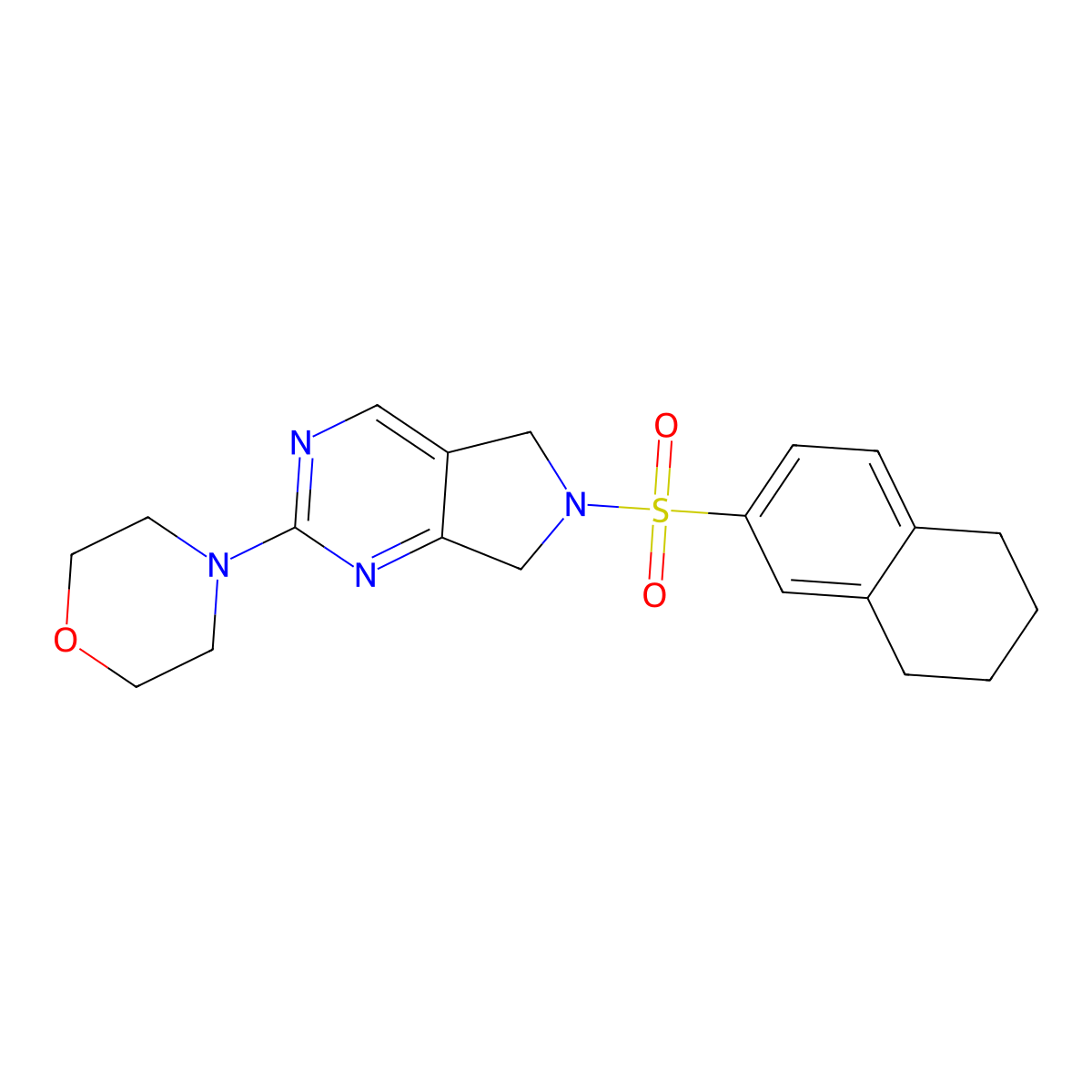 4-(6-((5,6,7,8-tetrahydronaphthalen-2-yl)sulfonyl)-6,7-dihydro-5H-pyrrolo[3,4-d]pyrimidin-2-yl)morpholine molecular structure, CAS 2034254-85-6