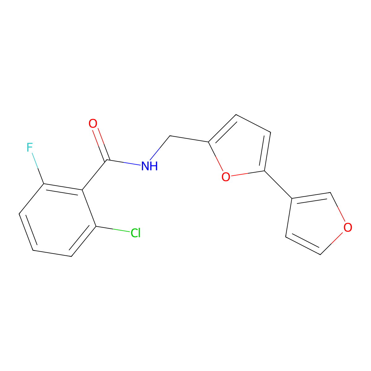 N-({[2,3'-bifuran]-5-yl}methyl)-2-chloro-6-fluorobenzamide molecular structure, CAS 2034254-86-7