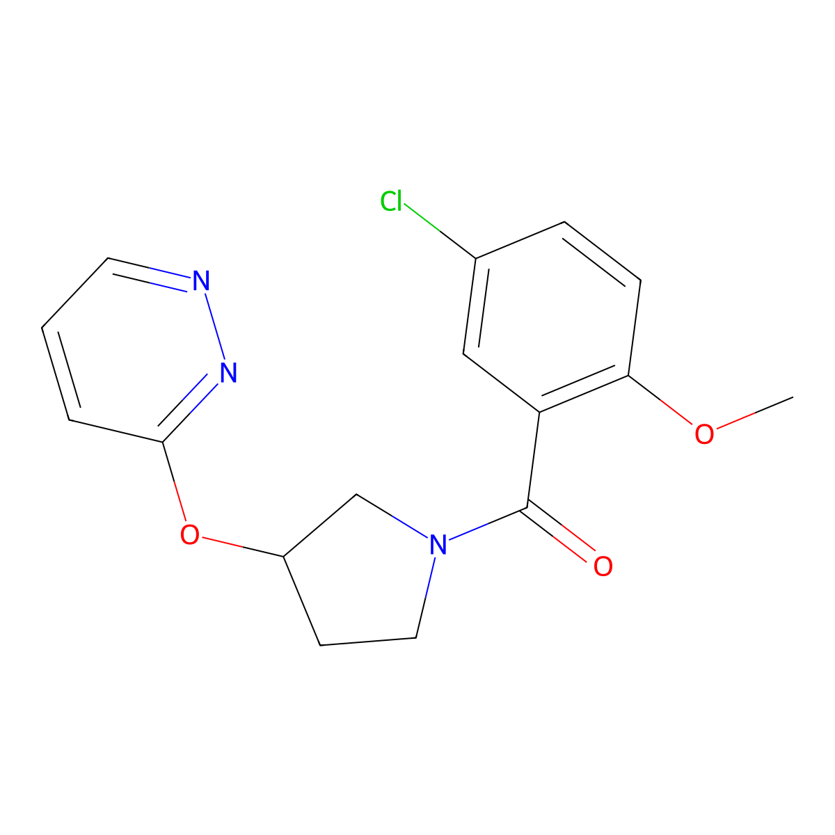 (5-Chloro-2-methoxyphenyl)(3-(pyridazin-3-yloxy)pyrrolidin-1-yl)methanone molecular structure, CAS 2034254-90-3
