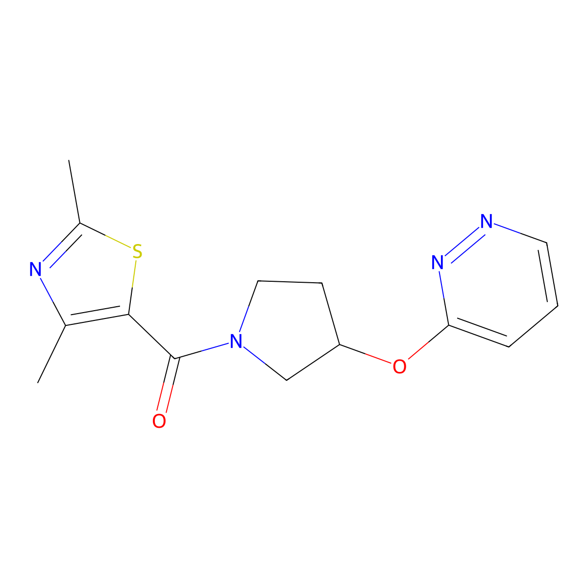 (2,4-Dimethylthiazol-5-yl)(3-(pyridazin-3-yloxy)pyrrolidin-1-yl)methanone molecular structure, CAS 2034254-91-4