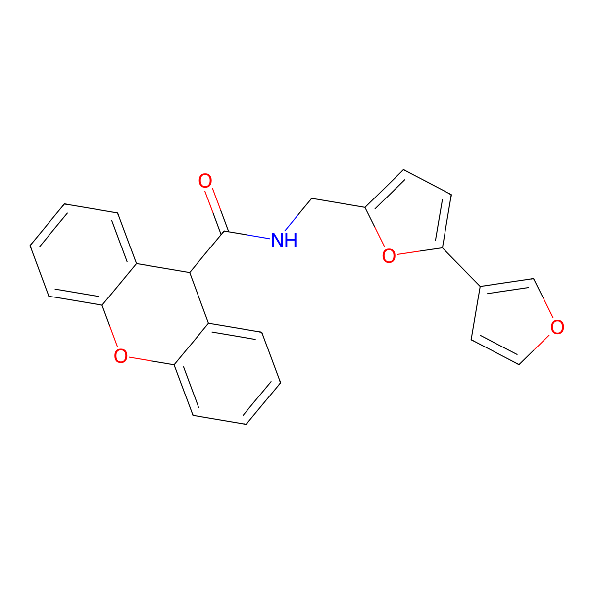 N-({[2,3'-bifuran]-5-yl}methyl)-9H-xanthene-9-carboxamide molecular structure, CAS 2034254-94-7