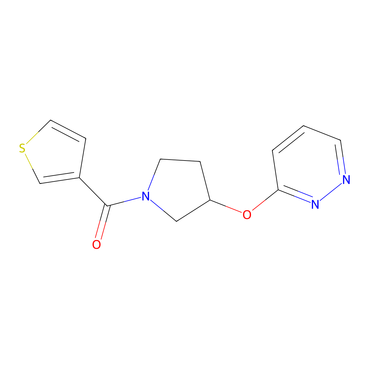 (3-(Pyridazin-3-yloxy)pyrrolidin-1-yl)(thiophen-3-yl)methanone molecular structure, CAS 2034254-98-1