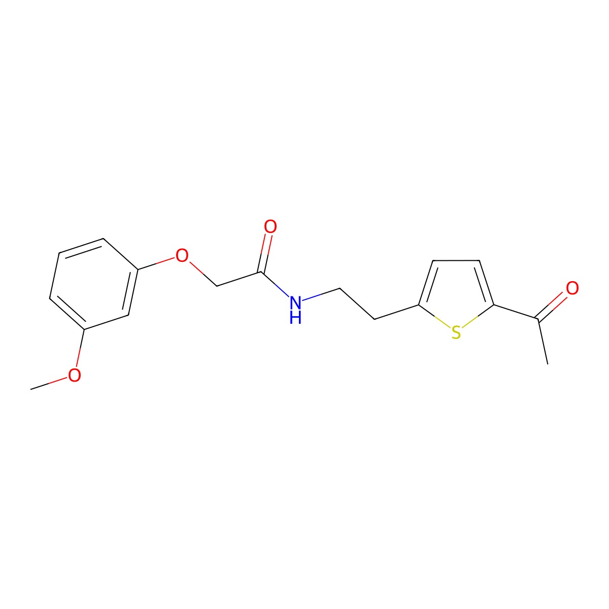 N-(2-(5-acetylthiophen-2-yl)ethyl)-2-(3-methoxyphenoxy)acetamide molecular structure, CAS 2034255-03-1