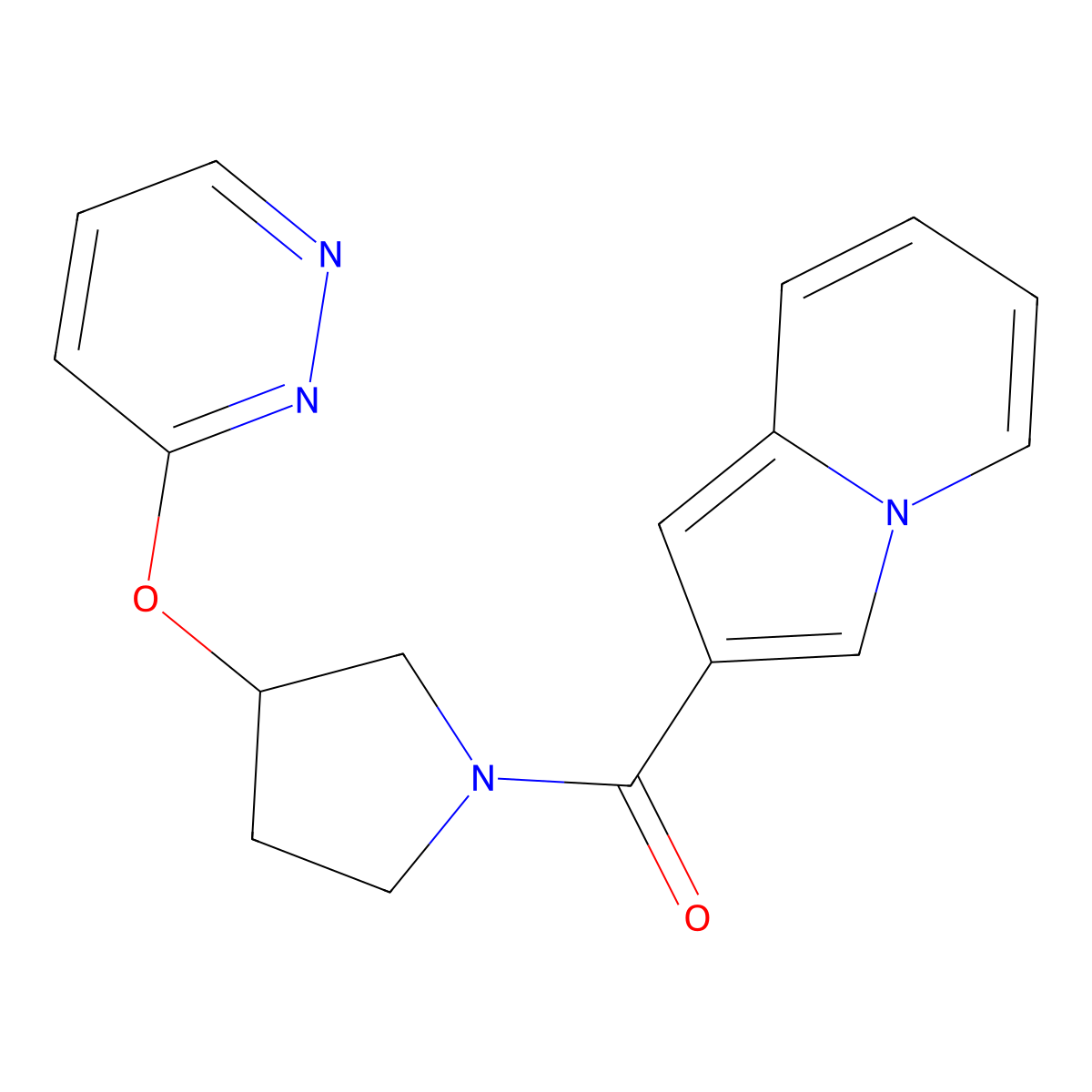 Indolizin-2-yl(3-(pyridazin-3-yloxy)pyrrolidin-1-yl)methanone molecular structure, CAS 2034255-26-8