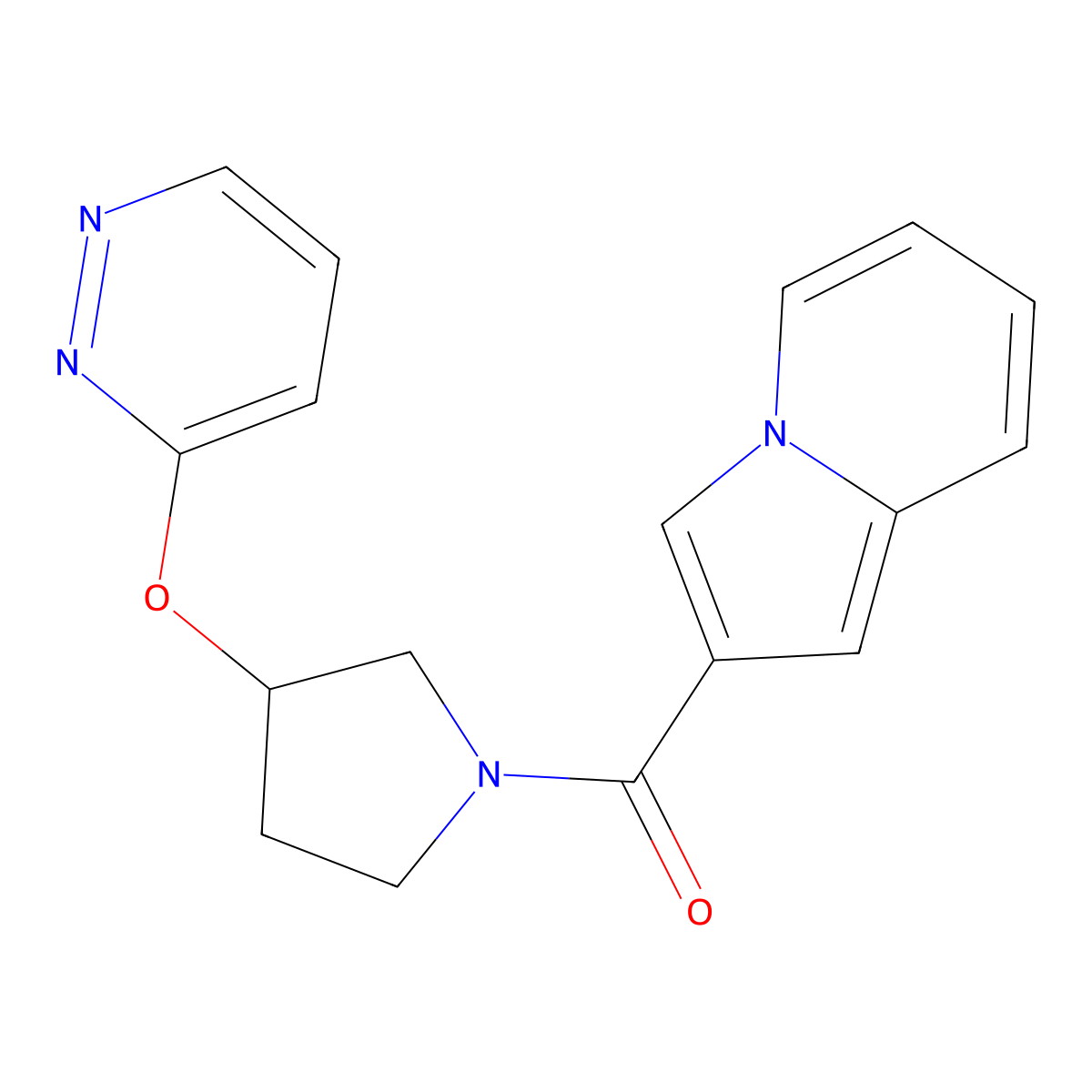 Indolizin-2-yl(3-(pyridazin-3-yloxy)pyrrolidin-1-yl)methanone molecular structure, CAS 2034255-26-8