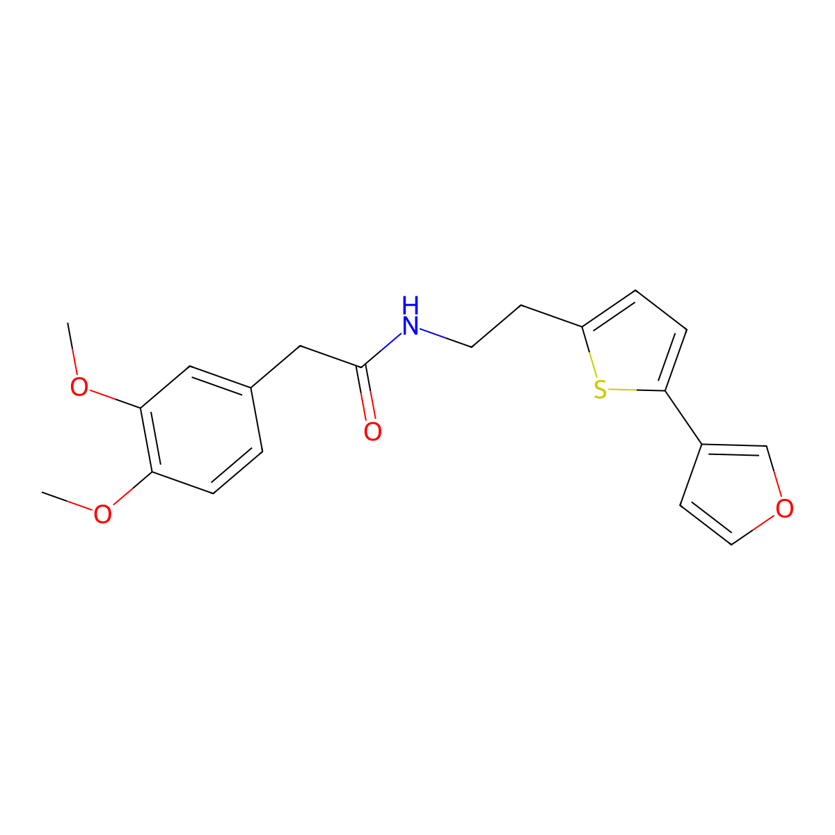 2-(3,4-dimethoxyphenyl)-N-{2-[5-(furan-3-yl)thiophen-2-yl]ethyl}acetamide molecular structure, CAS 2034255-27-9
