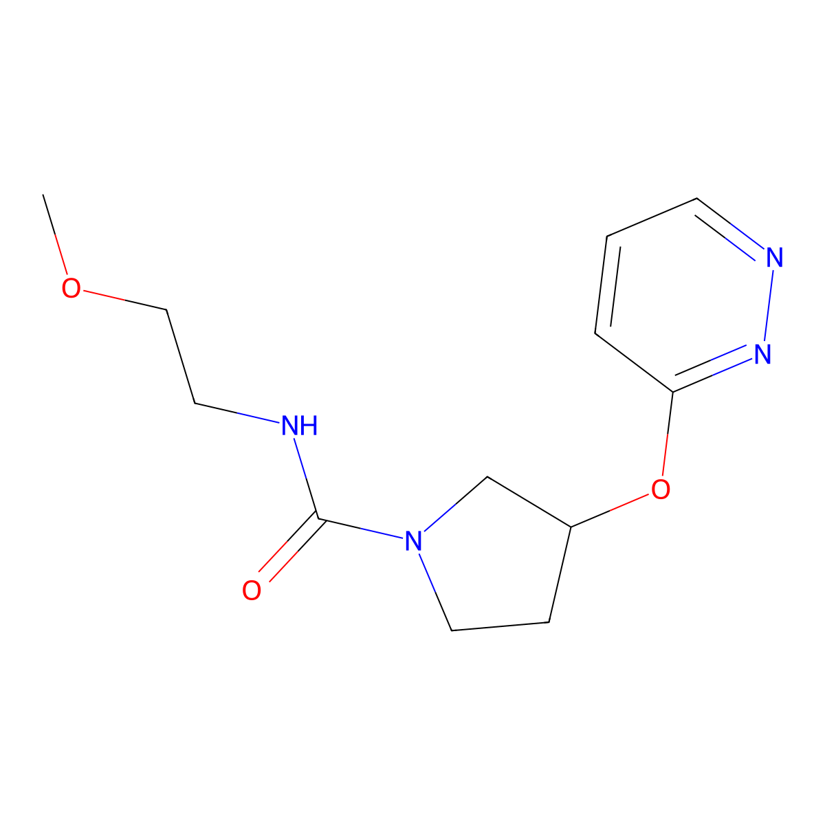 N-(2-methoxyethyl)-3-(pyridazin-3-yloxy)pyrrolidine-1-carboxamide molecular structure, CAS 2034255-50-8