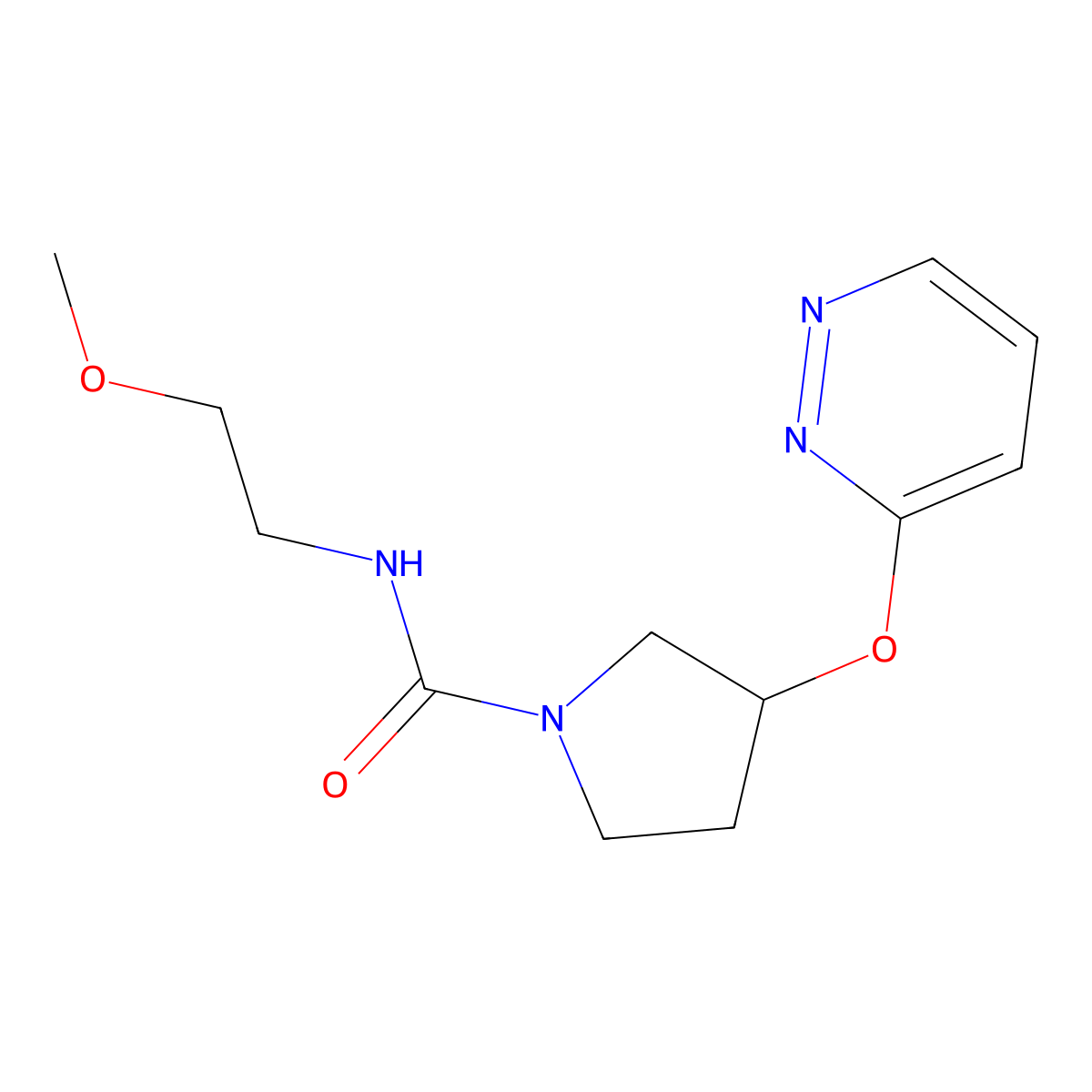 N-(2-methoxyethyl)-3-(pyridazin-3-yloxy)pyrrolidine-1-carboxamide molecular structure, CAS 2034255-50-8