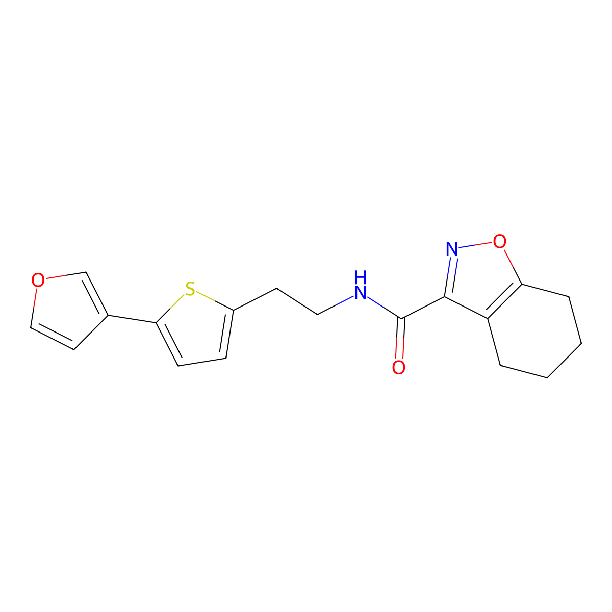 N-(2-(5-(furan-3-yl)thiophen-2-yl)ethyl)-4,5,6,7-tetrahydrobenzo[d]isoxazole-3-carboxamide molecular structure, CAS 2034255-52-0