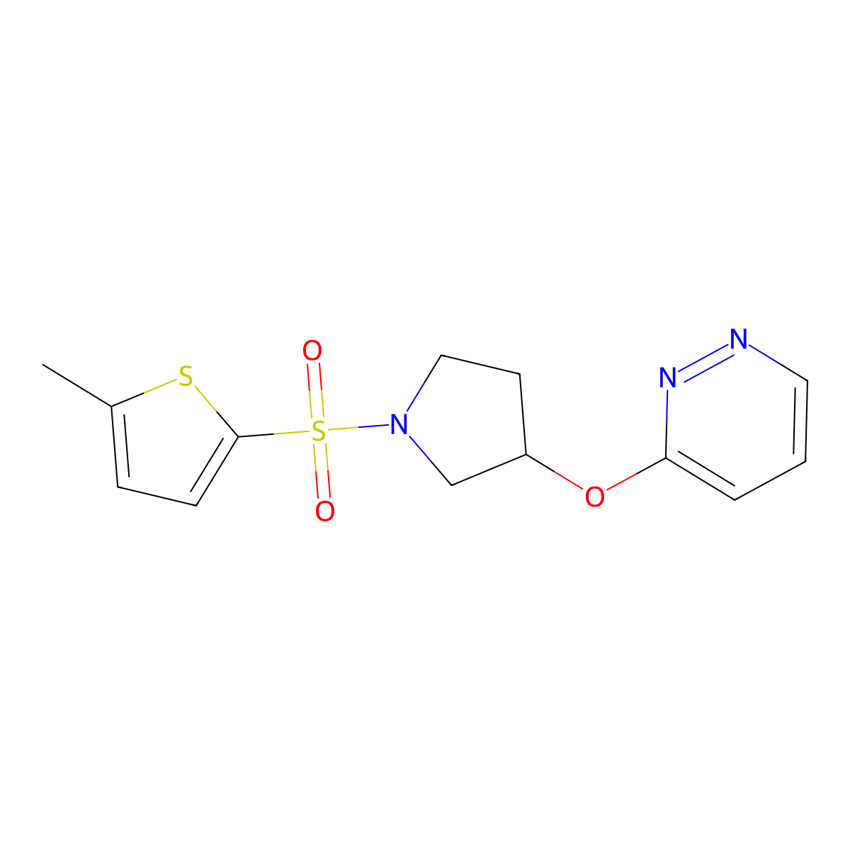 3-({1-[(5-Methylthiophen-2-yl)sulfonyl]pyrrolidin-3-yl}oxy)pyridazine molecular structure, CAS 2034255-57-5