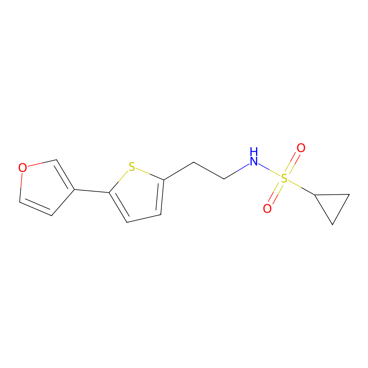 N-{2-[5-(furan-3-yl)thiophen-2-yl]ethyl}cyclopropanesulfonamide molecular structure, CAS 2034255-58-6