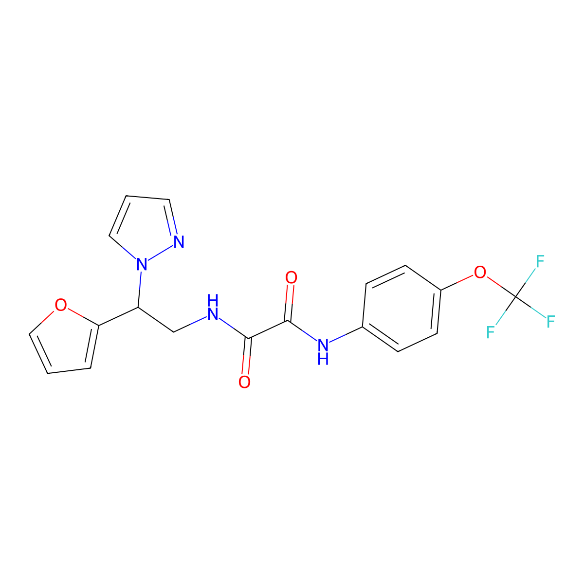 N1-(2-(furan-2-yl)-2-(1H-pyrazol-1-yl)ethyl)-N2-(4-(trifluoromethoxy)phenyl)oxalamide molecular structure, CAS 2034255-60-0