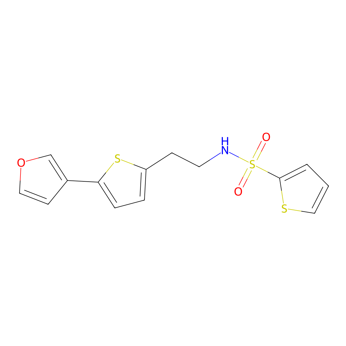 N-{2-[5-(furan-3-yl)thiophen-2-yl]ethyl}thiophene-2-sulfonamide molecular structure, CAS 2034255-61-1