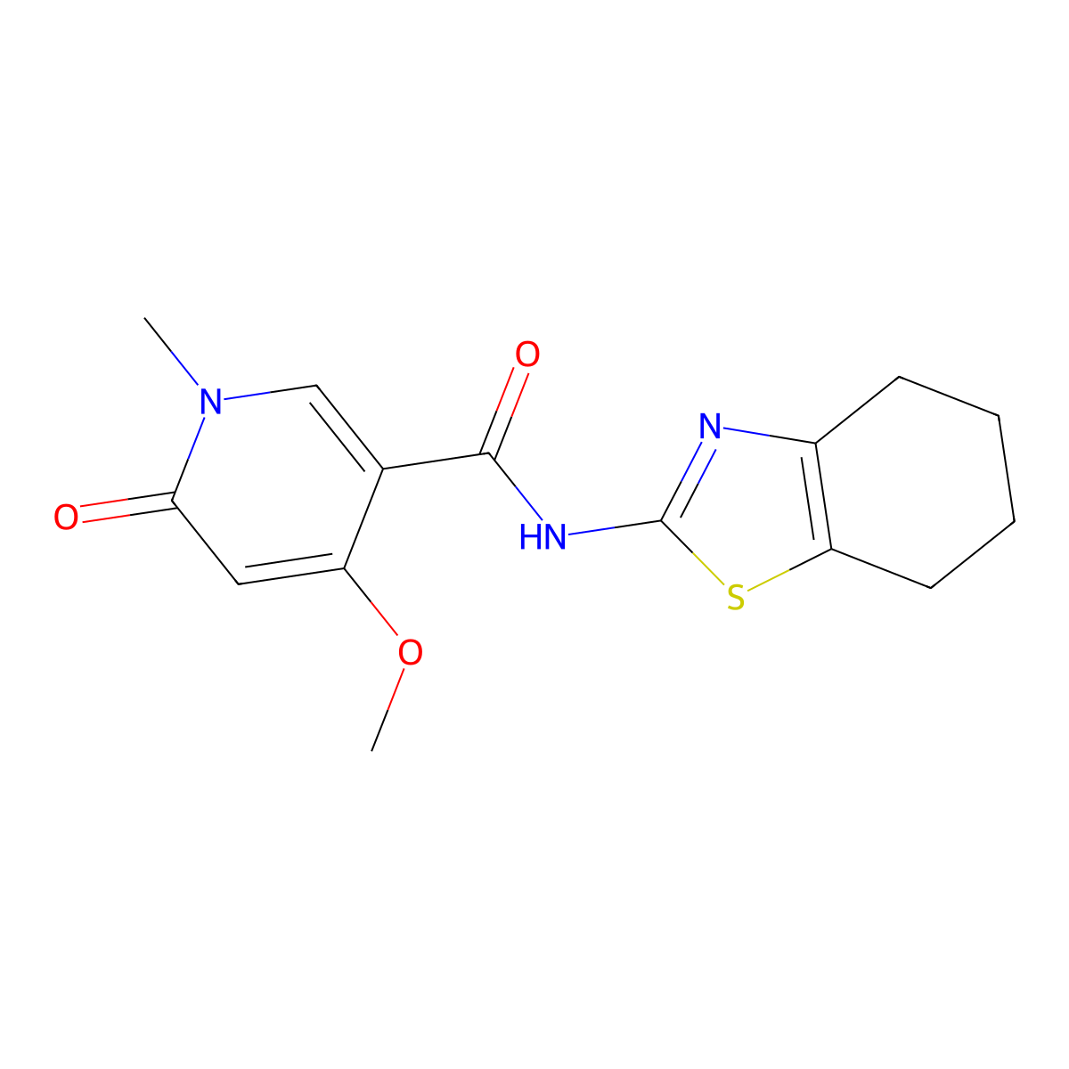 4-methoxy-1-methyl-6-oxo-N-(4,5,6,7-tetrahydrobenzo[d]thiazol-2-yl)-1,6-dihydropyridine-3-carboxamide molecular structure, CAS 2034255-72-4