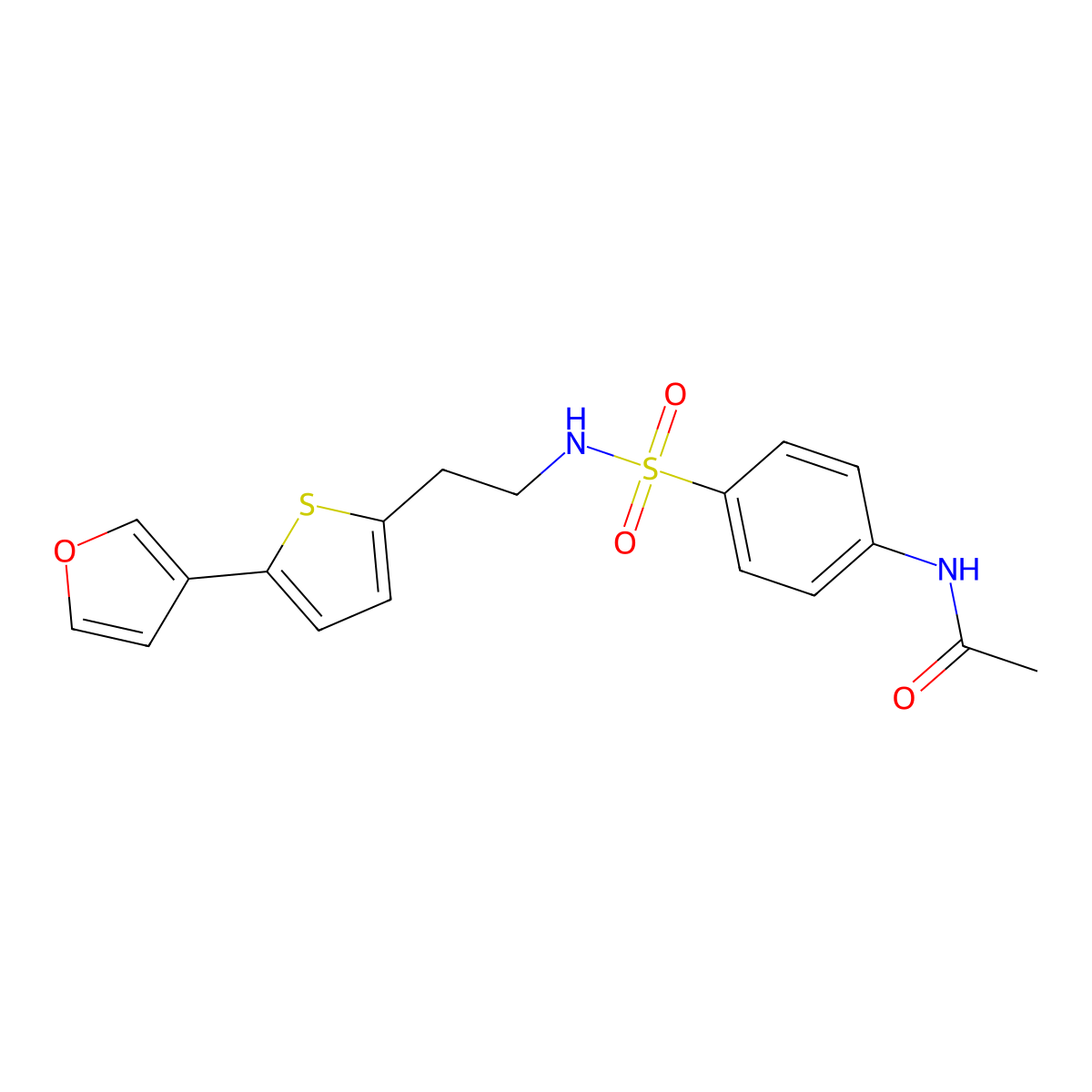 N-(4-(N-(2-(5-(furan-3-yl)thiophen-2-yl)ethyl)sulfamoyl)phenyl)acetamide molecular structure, CAS 2034255-74-6