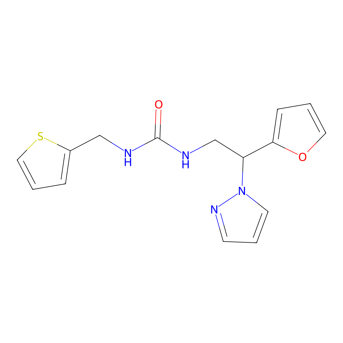 1-(2-(furan-2-yl)-2-(1H-pyrazol-1-yl)ethyl)-3-(thiophen-2-ylmethyl)urea molecular structure, CAS 2034255-75-7