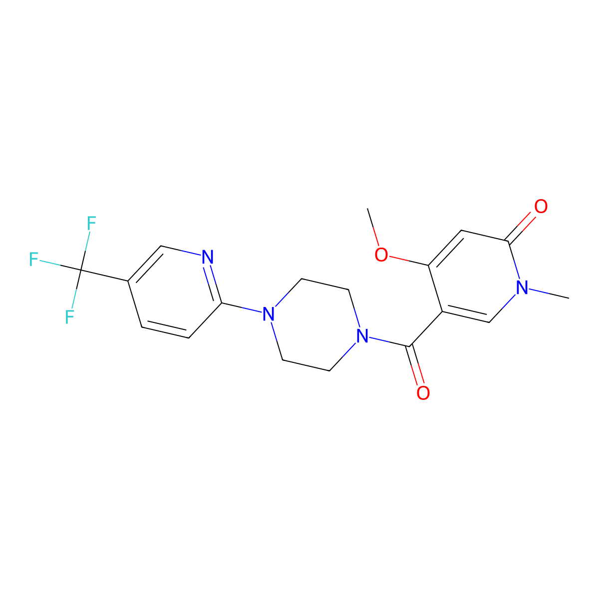 4-methoxy-1-methyl-5-(4-(5-(trifluoromethyl)pyridin-2-yl)piperazine-1-carbonyl)pyridin-2(1H)-one molecular structure, CAS 2034255-76-8