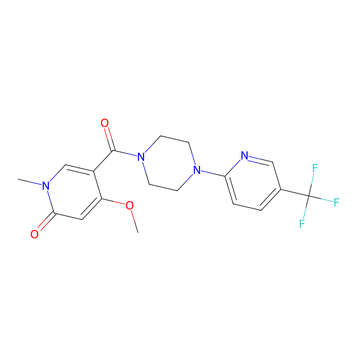 4-methoxy-1-methyl-5-(4-(5-(trifluoromethyl)pyridin-2-yl)piperazine-1-carbonyl)pyridin-2(1H)-one molecular structure, CAS 2034255-76-8