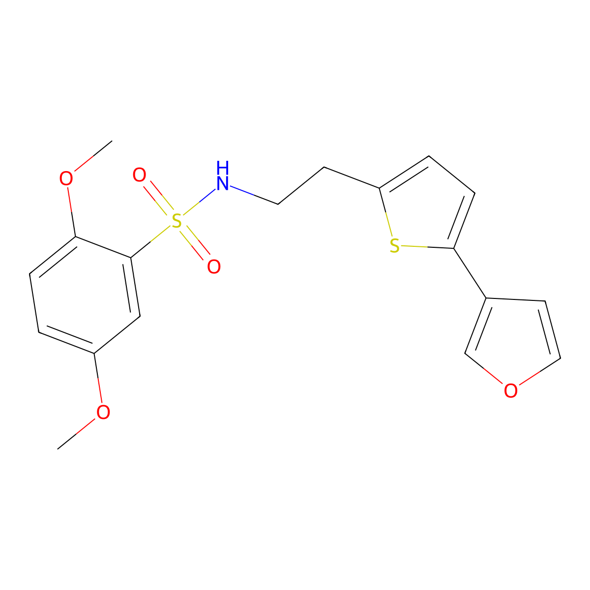 N-(2-(5-(furan-3-yl)thiophen-2-yl)ethyl)-2,5-dimethoxybenzenesulfonamide molecular structure, CAS 2034255-80-4