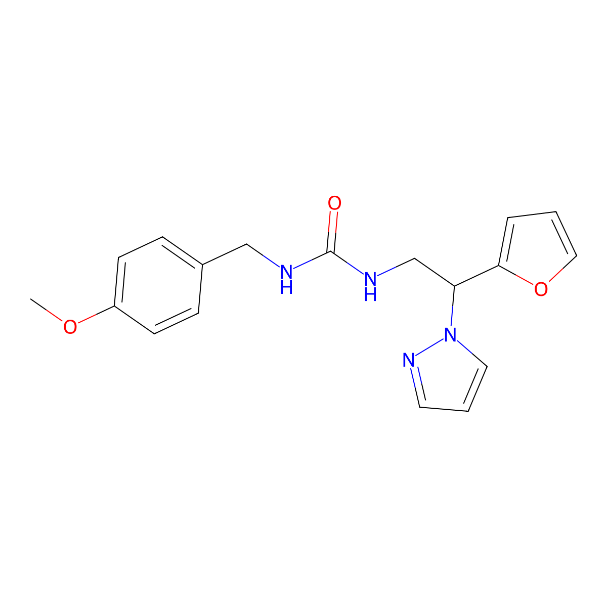1-(2-(furan-2-yl)-2-(1H-pyrazol-1-yl)ethyl)-3-(4-methoxybenzyl)urea molecular structure, CAS 2034255-83-7
