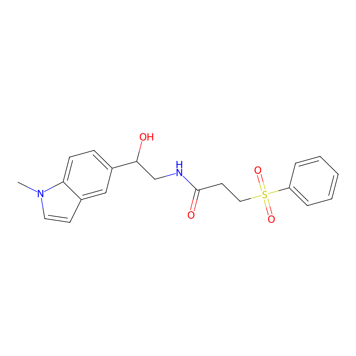 N-(2-hydroxy-2-(1-methyl-1H-indol-5-yl)ethyl)-3-(phenylsulfonyl)propanamide molecular structure, CAS 2034255-85-9