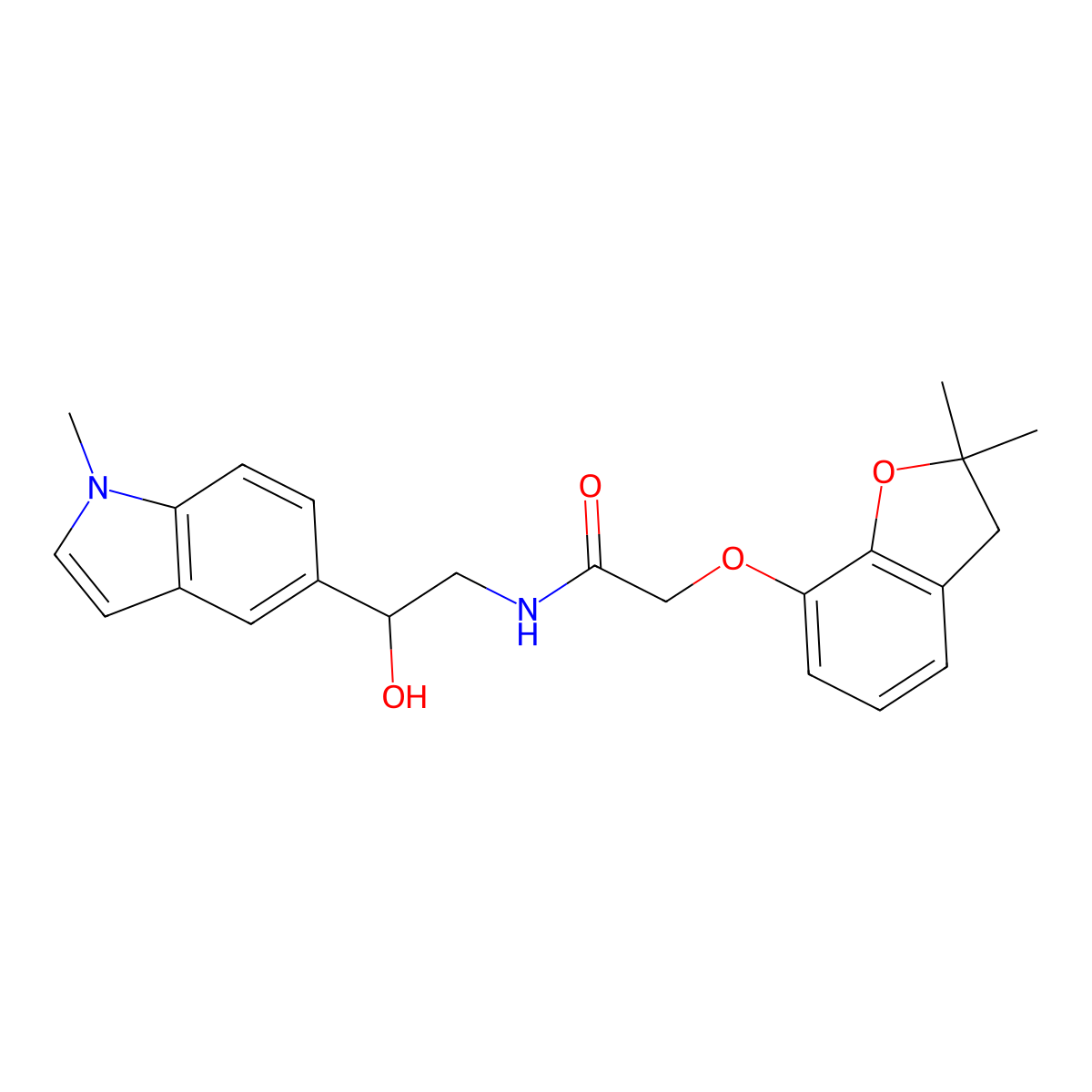 2-((2,2-dimethyl-2,3-dihydrobenzofuran-7-yl)oxy)-N-(2-hydroxy-2-(1-methyl-1H-indol-5-yl)ethyl)acetamide molecular structure, CAS 2034255-89-3