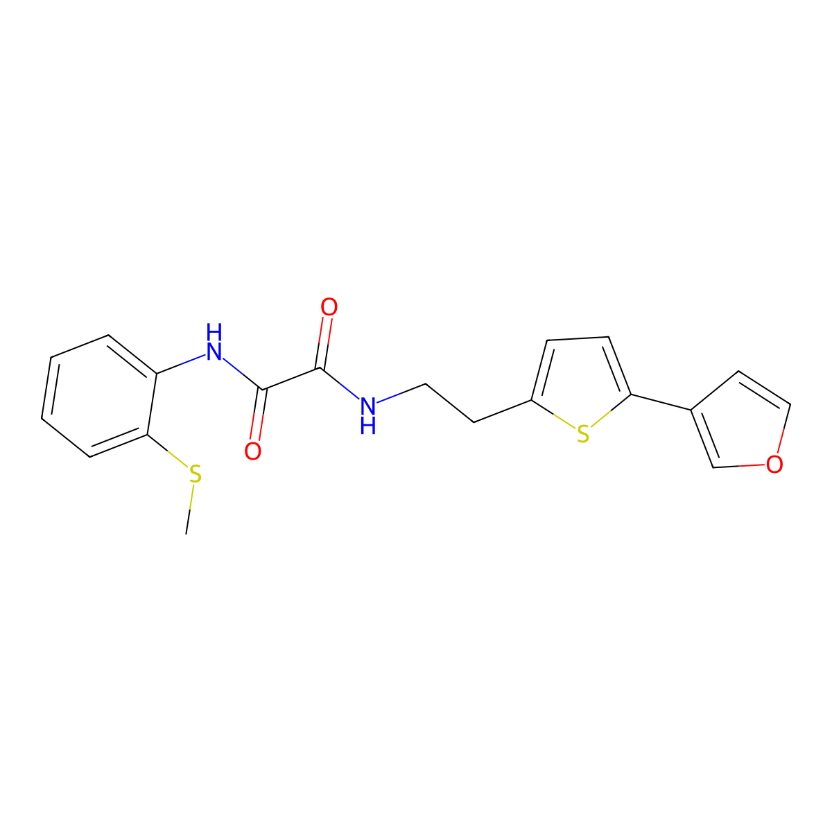 N1-(2-(5-(furan-3-yl)thiophen-2-yl)ethyl)-N2-(2-(methylthio)phenyl)oxalamide molecular structure, CAS 2034255-91-7