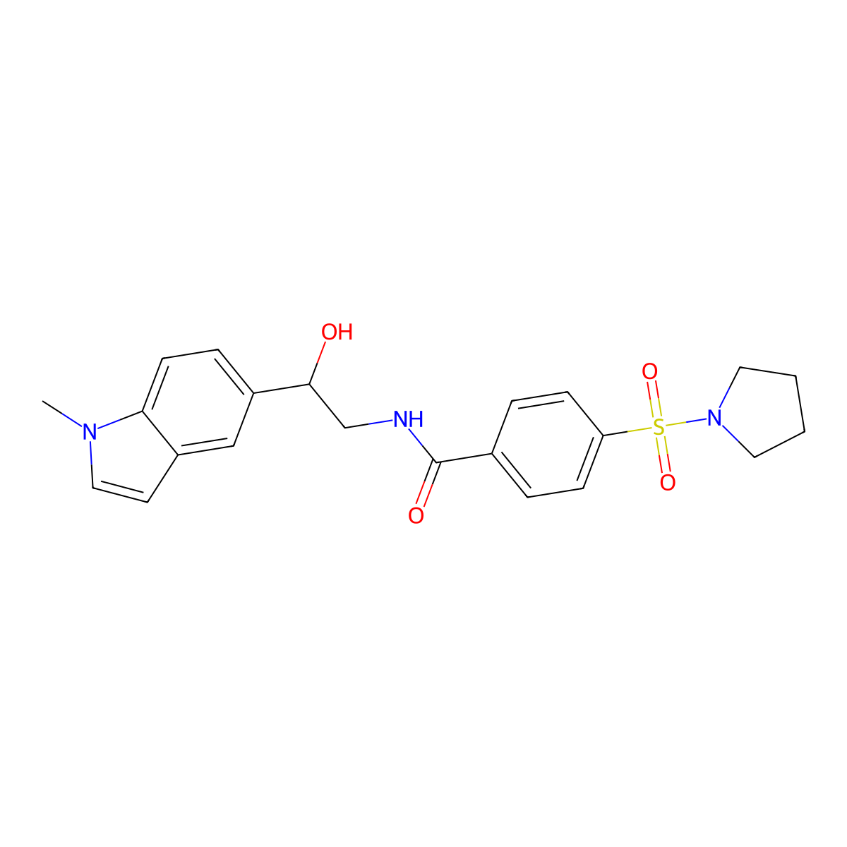 N-(2-hydroxy-2-(1-methyl-1H-indol-5-yl)ethyl)-4-(pyrrolidin-1-ylsulfonyl)benzamide molecular structure, CAS 2034255-93-9
