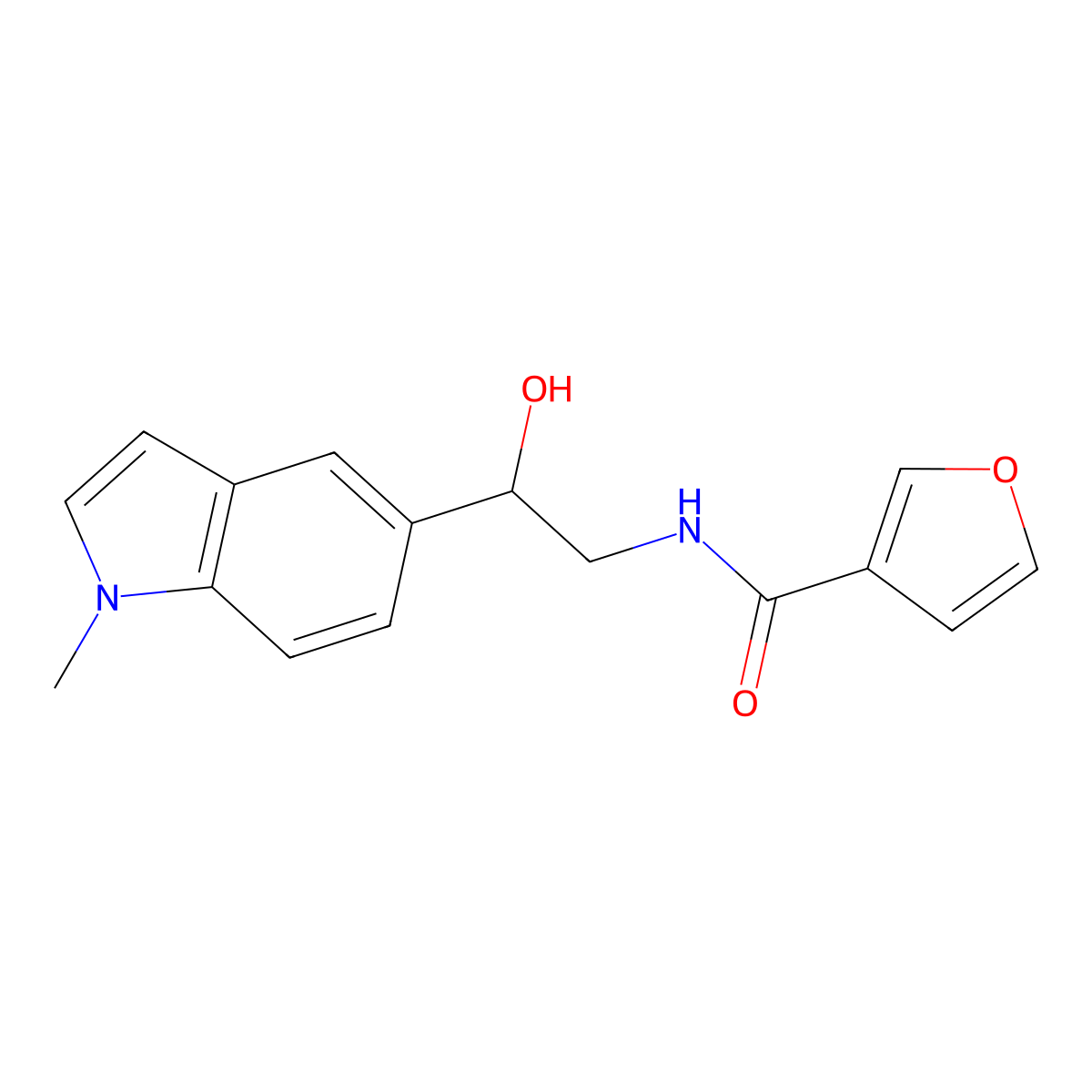 N-(2-hydroxy-2-(1-methyl-1H-indol-5-yl)ethyl)furan-3-carboxamide molecular structure, CAS 2034256-08-9