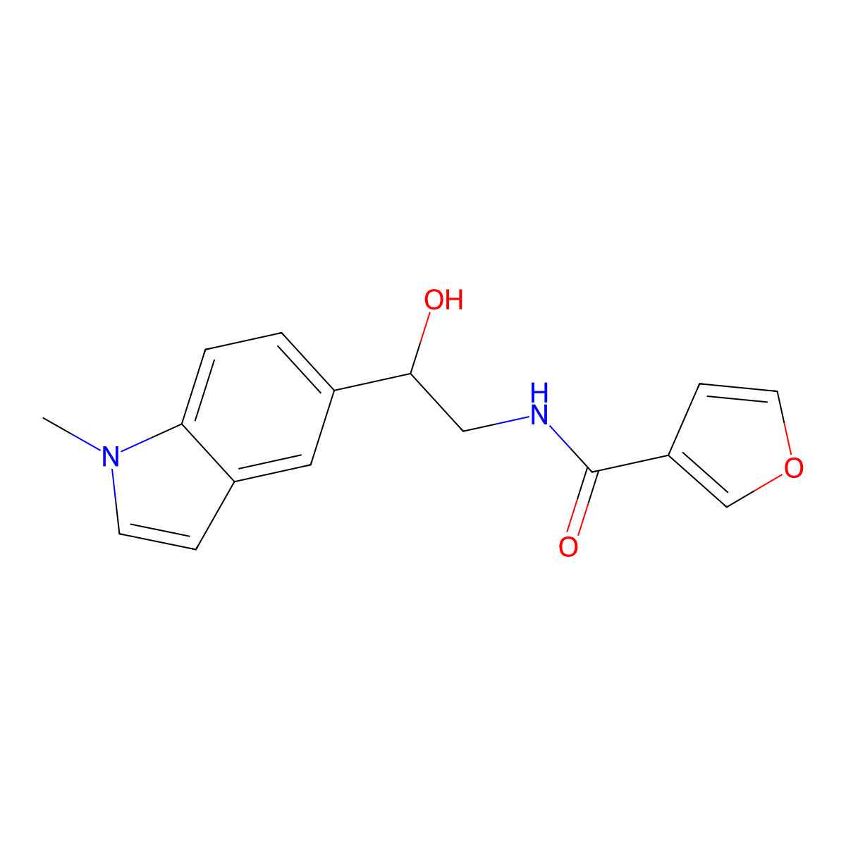 N-(2-hydroxy-2-(1-methyl-1H-indol-5-yl)ethyl)furan-3-carboxamide molecular structure, CAS 2034256-08-9
