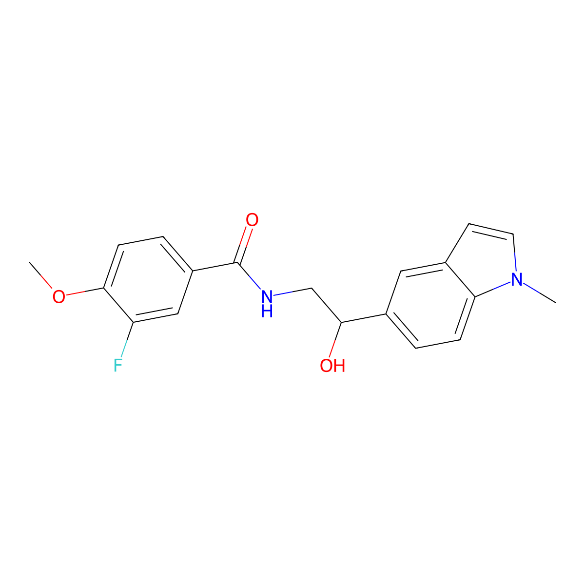 3-fluoro-N-(2-hydroxy-2-(1-methyl-1H-indol-5-yl)ethyl)-4-methoxybenzamide molecular structure, CAS 2034256-10-3