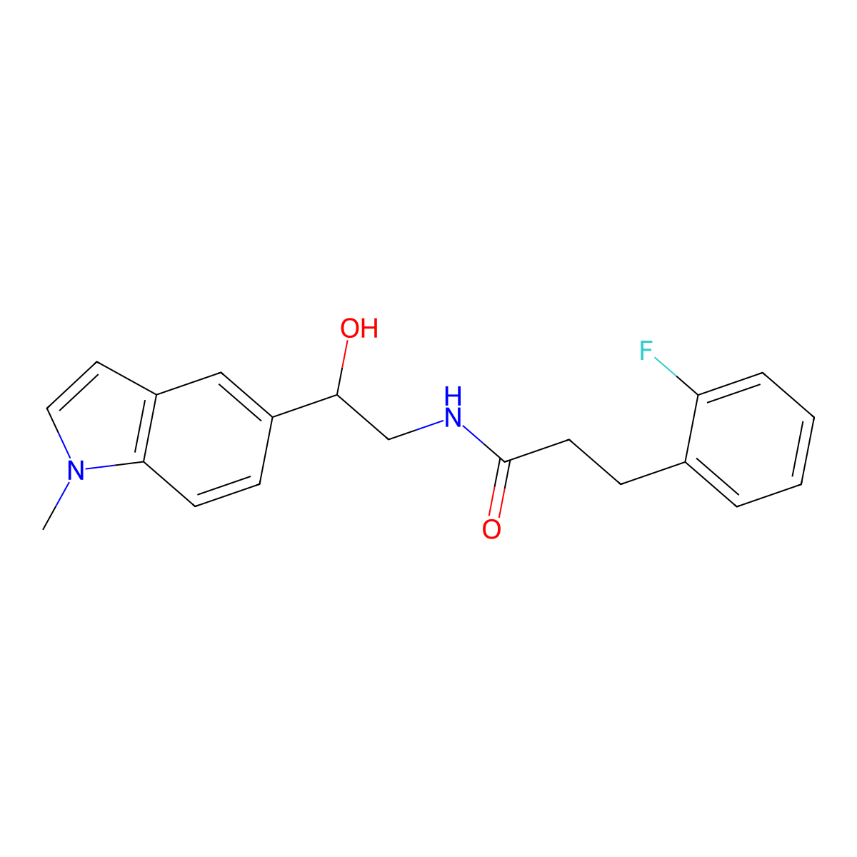 3-(2-fluorophenyl)-N-[2-hydroxy-2-(1-methyl-1H-indol-5-yl)ethyl]propanamide molecular structure, CAS 2034256-12-5