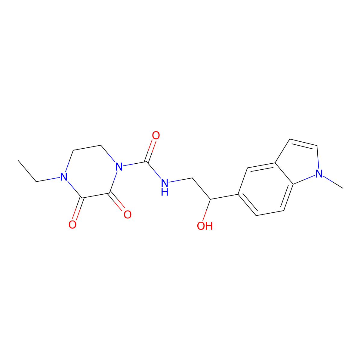 4-ethyl-N-[2-hydroxy-2-(1-methyl-1H-indol-5-yl)ethyl]-2,3-dioxopiperazine-1-carboxamide molecular structure, CAS 2034256-16-9