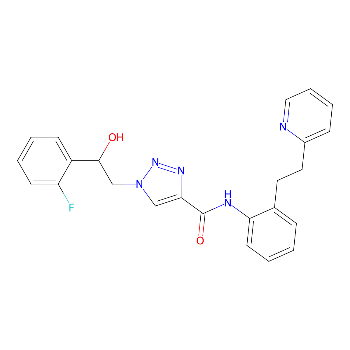 1-(2-(2-fluorophenyl)-2-hydroxyethyl)-N-(2-(2-(pyridin-2-yl)ethyl)phenyl)-1H-1,2,3-triazole-4-carboxamide molecular structure, CAS 2034256-20-5