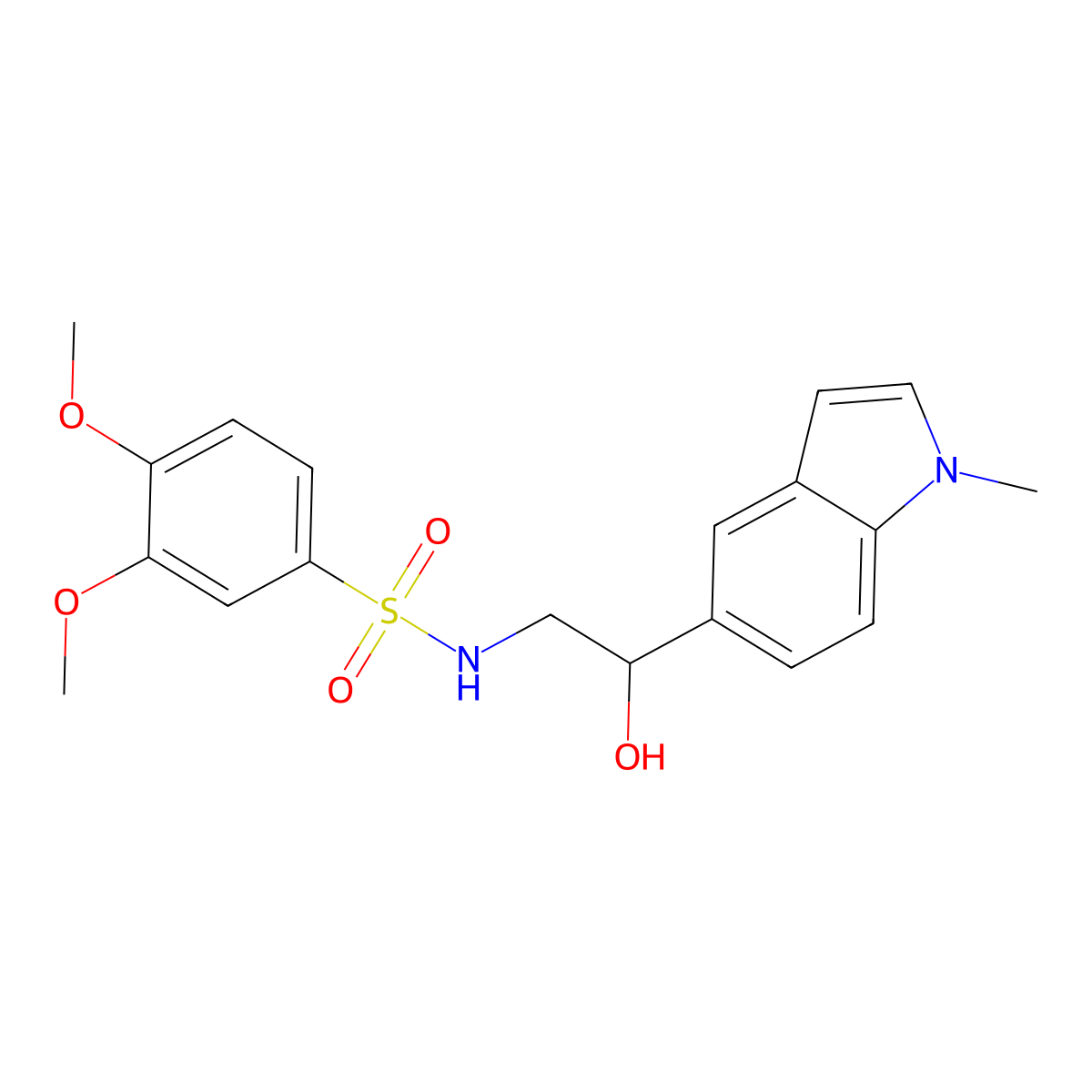 N-(2-hydroxy-2-(1-methyl-1H-indol-5-yl)ethyl)-3,4-dimethoxybenzenesulfonamide molecular structure, CAS 2034256-21-6