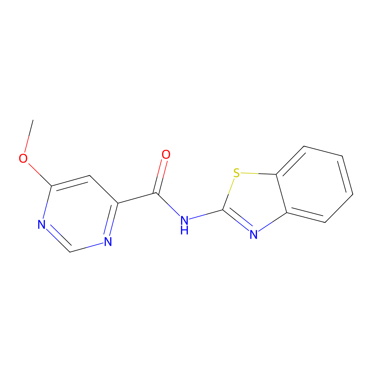 N-(benzo[d]thiazol-2-yl)-6-methoxypyrimidine-4-carboxamide molecular structure, CAS 2034256-22-7