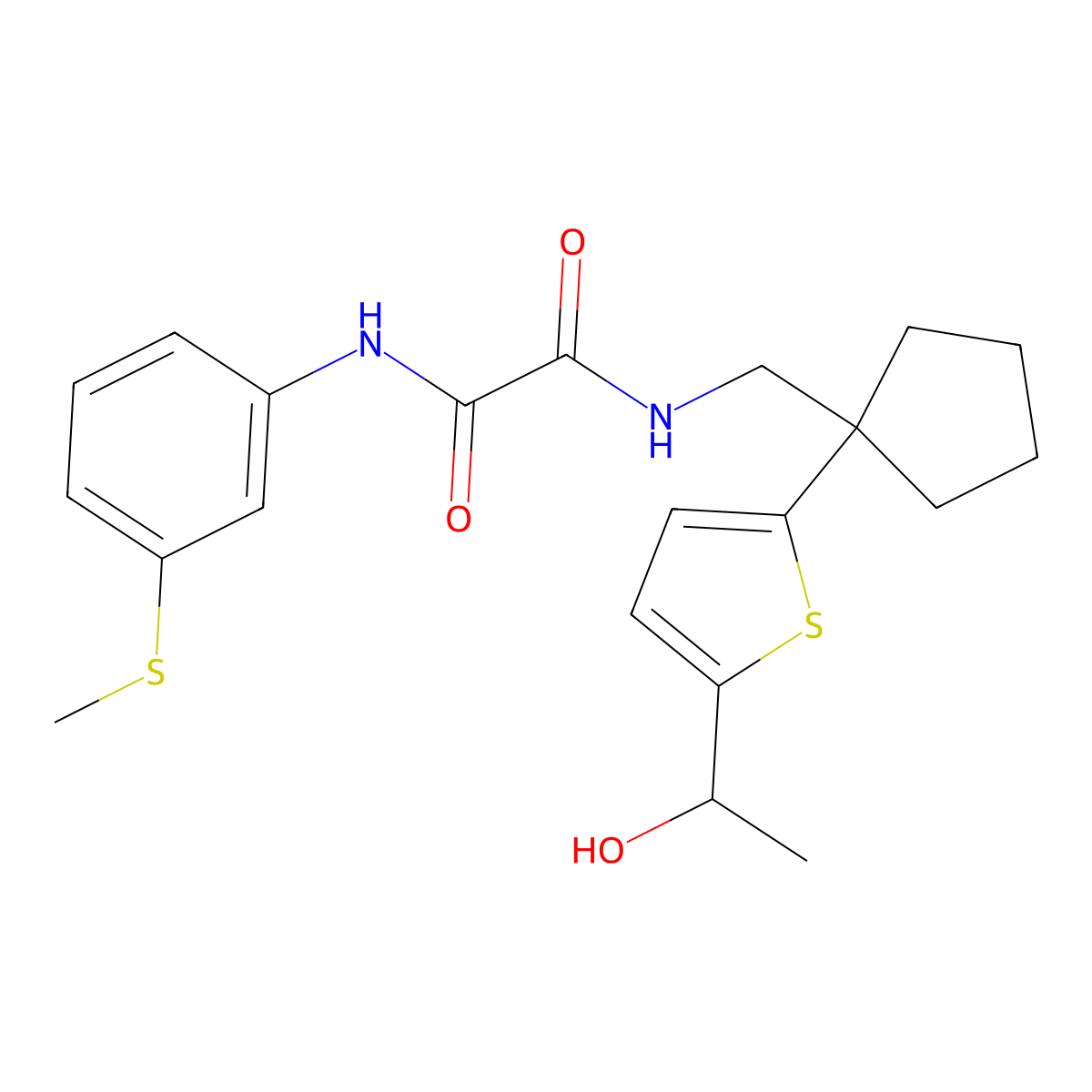 N1-((1-(5-(1-hydroxyethyl)thiophen-2-yl)cyclopentyl)methyl)-N2-(3-(methylthio)phenyl)oxalamide molecular structure, CAS 2034256-23-8