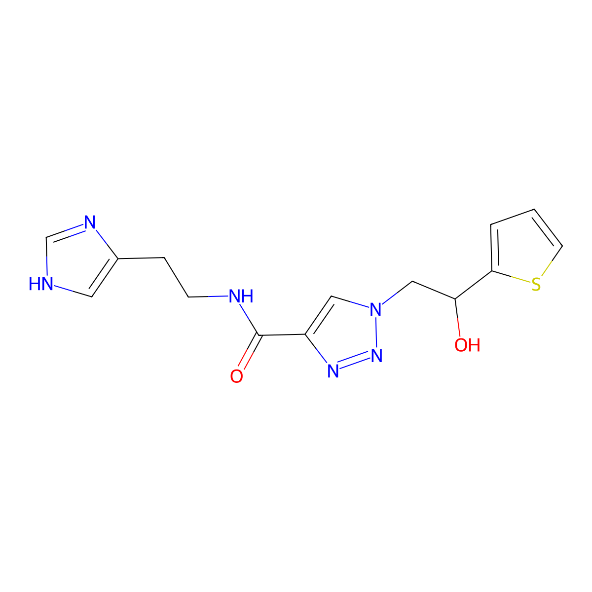 N-(2-(1H-imidazol-4-yl)ethyl)-1-(2-hydroxy-2-(thiophen-2-yl)ethyl)-1H-1,2,3-triazole-4-carboxamide molecular structure, CAS 2034256-24-9
